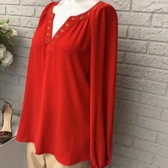Spense Red Long Sleeve Blouse Size M - Picture 5 of 8